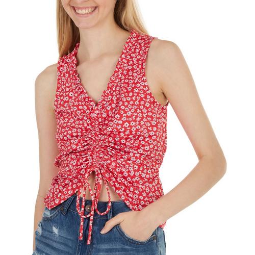 Meraki Juniors Floral Front Ruched Sleeveless Top