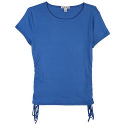 Juniors Solid Ribbed Short Sleeve Top