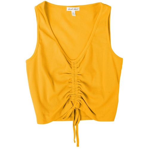 Derek Heart Juniors Ribbed Front Ruched Sleeveless Top