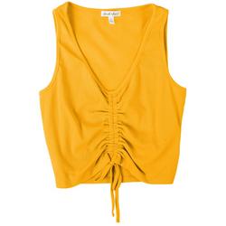 Juniors Ribbed Front Ruched Sleeveless Top
