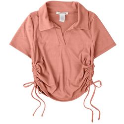Caution To The Wind Juniors Side Ruched Short Sleeve Top