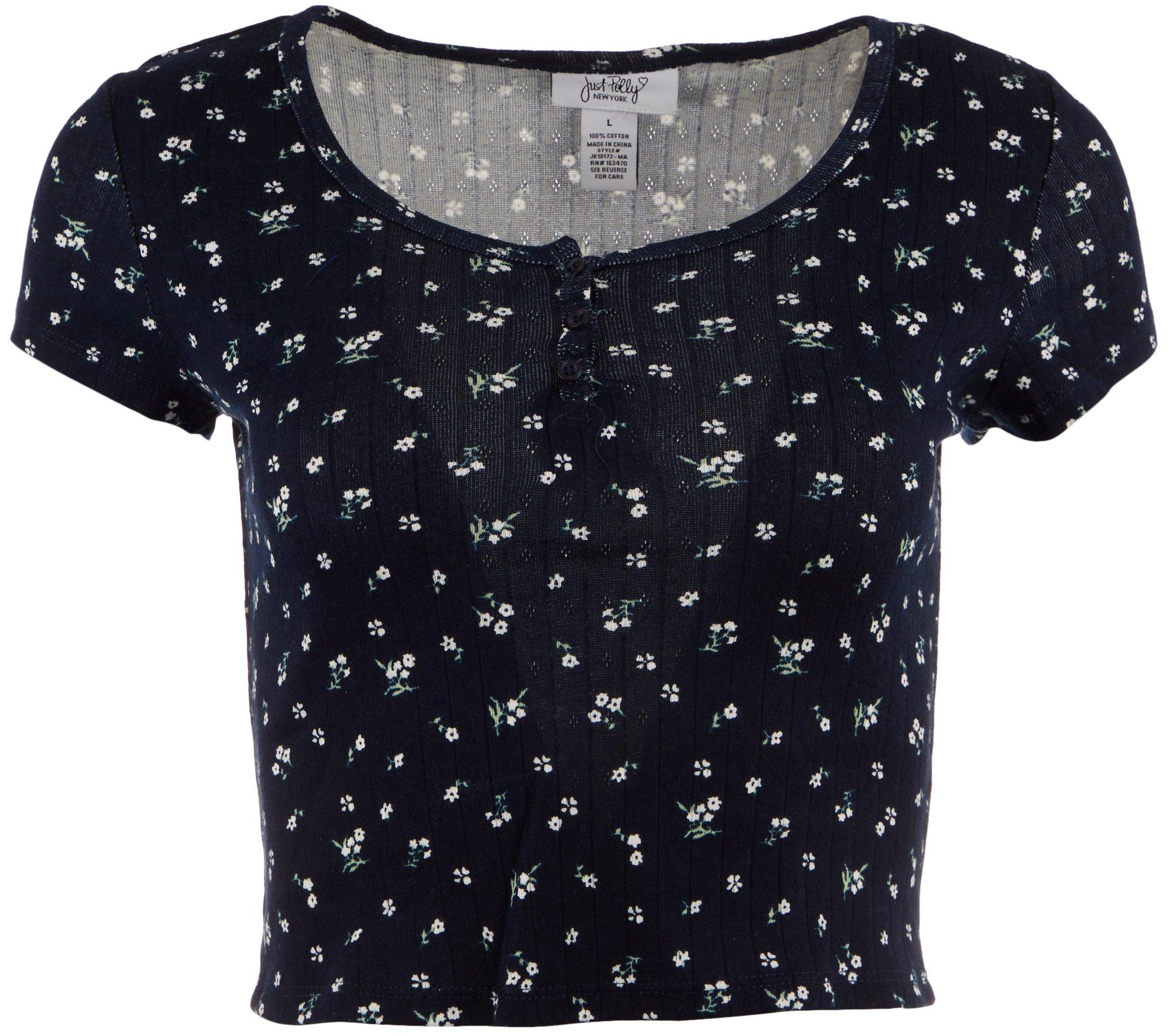 Just Polly Juniors Floral Cropped Top