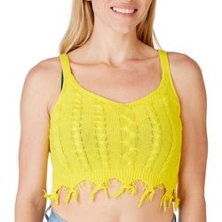 Jolie & Joy Juniors Solid Cable Knit Distressed Tank Top