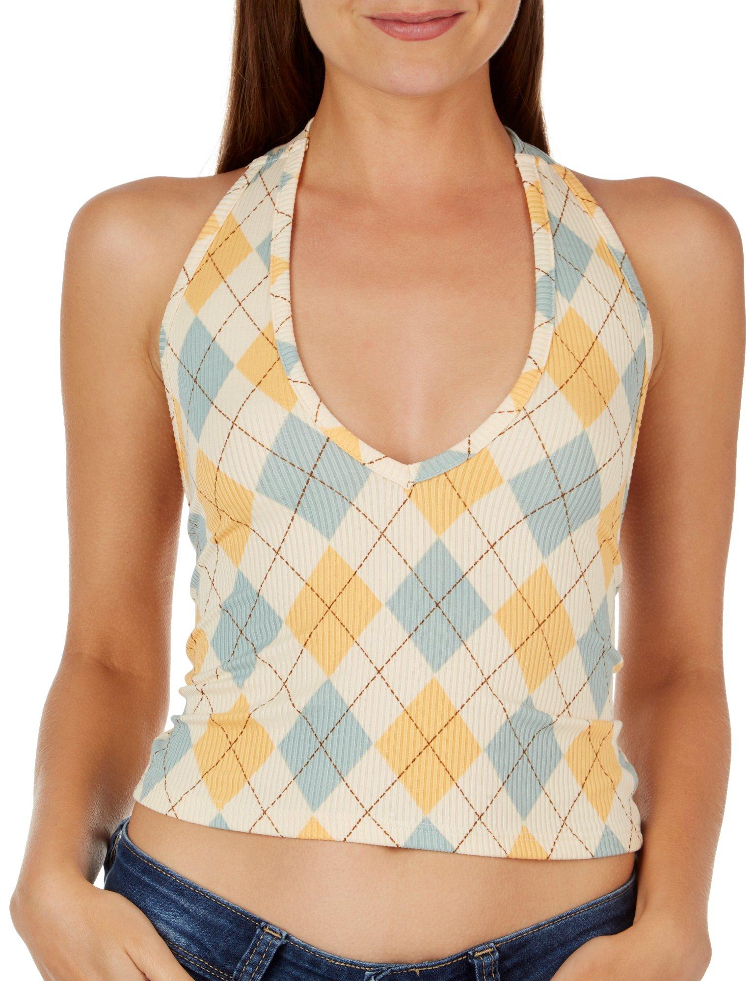 Persaya Juniors Argyle Ribbed Halter Tank Top