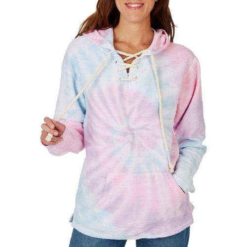 Dreamsicle Juniors Rainbow Tie-Dye Hooded Sweatshirt