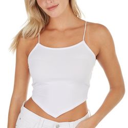 No Comment Juniors Solid Ribbed Sleeveless Hanky Crop Top