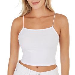 No Comment Juniors Solid Ribbed Sleeveless Crop Cami Top