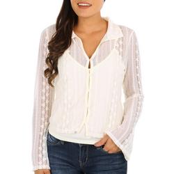 Juniors Solid Lace & Tank Long Sleeve Top