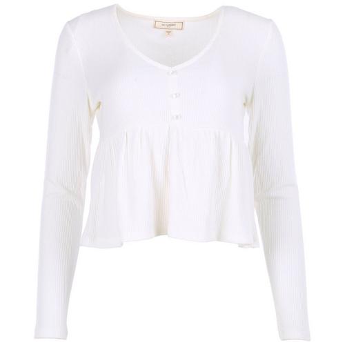 No Comment Juniors Ribbed Long Sleeve Baby Doll
