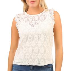 Juniors Solid Lace Sleeveless Top