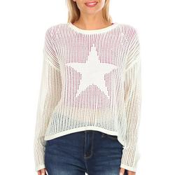 Juniors Star Pull-On Crochet Long Sleeve Top