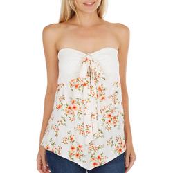 Juniors Lace Floral Hanky Strapless Top