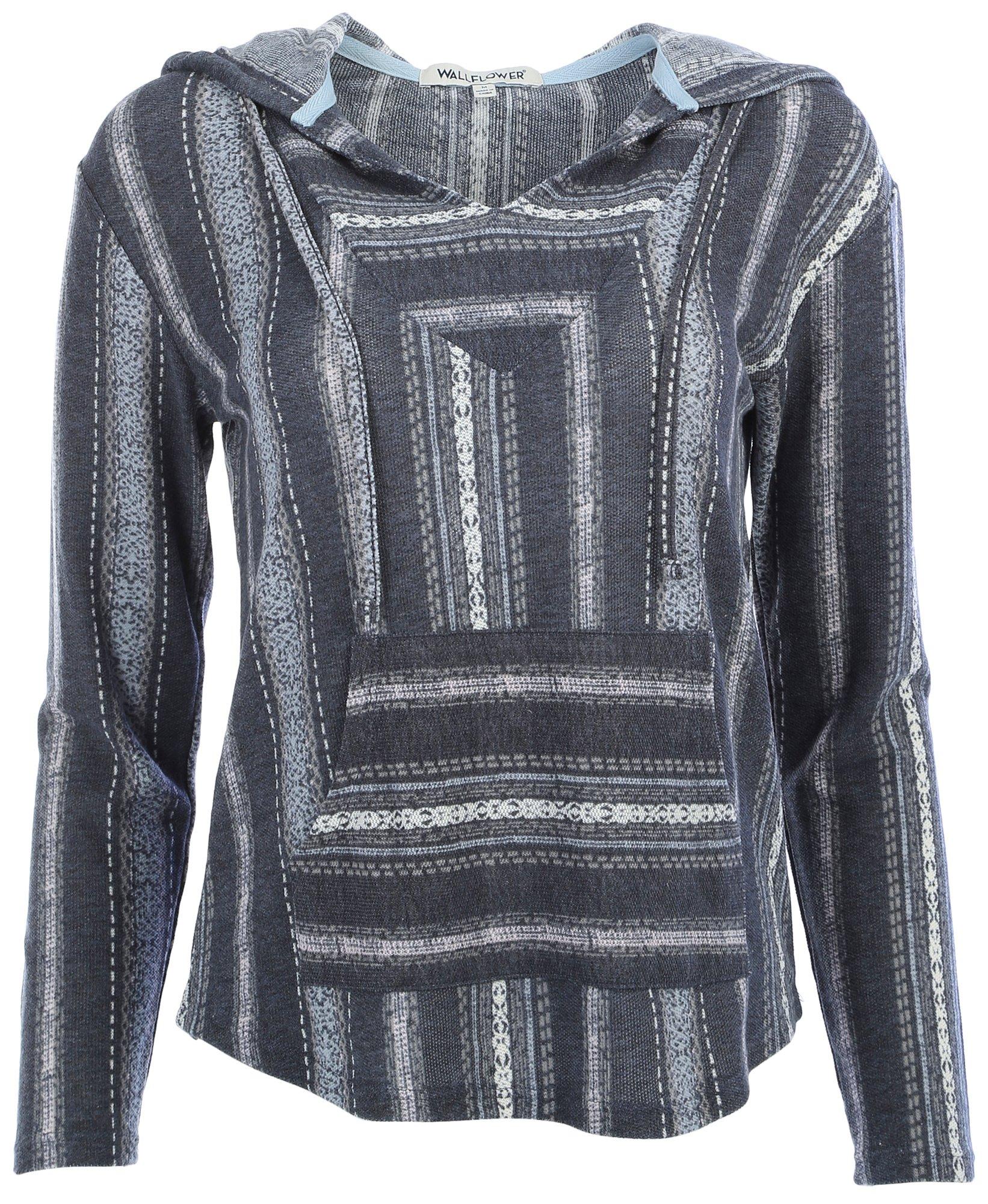 Juniors Arrow Striped Hooded Pull Over Shirt