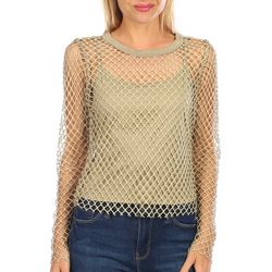 Almost Famous Juniors Long Sleeve Fishnet and Tank Combo