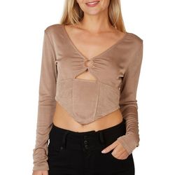 Almost Famous Juniors O Ring Cut Out Long Sleeve Top