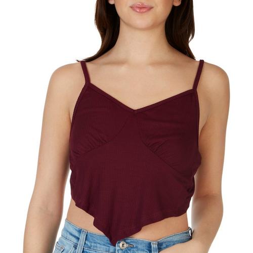 Almost Famous Juniors Solid Ribbed Tie Back Crop