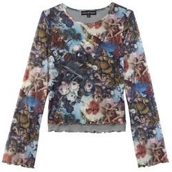Almost Famous Juniors Round Neck Printed Long Sleeve Top