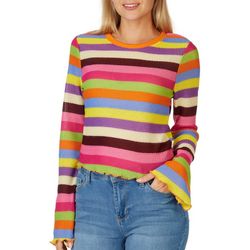 Almost Famous Juniors Striped Long Sleeve Top