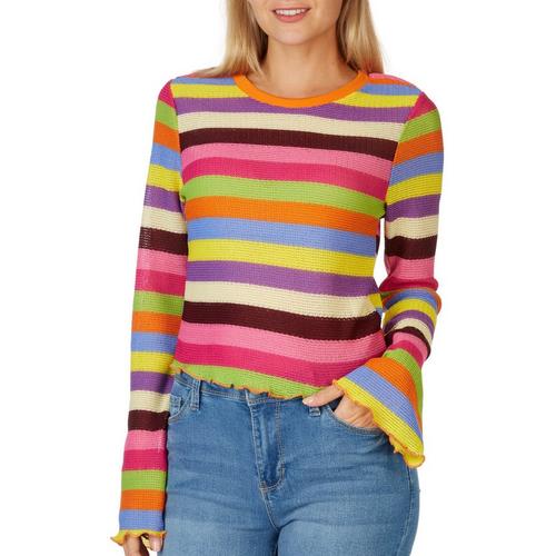 Almost Famous Juniors Striped Long Sleeve Top