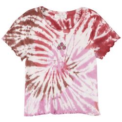 Full Circle Trends Juniors Tie-Dye Floral Embroidered Top