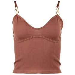 Juniors Solid Ribbed Link Tank Top