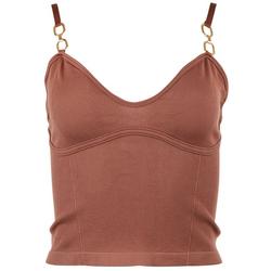 Juniors Solid Ribbed Link Tank Top