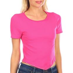 Juniors Ribbed Crew Neck Cropped Top