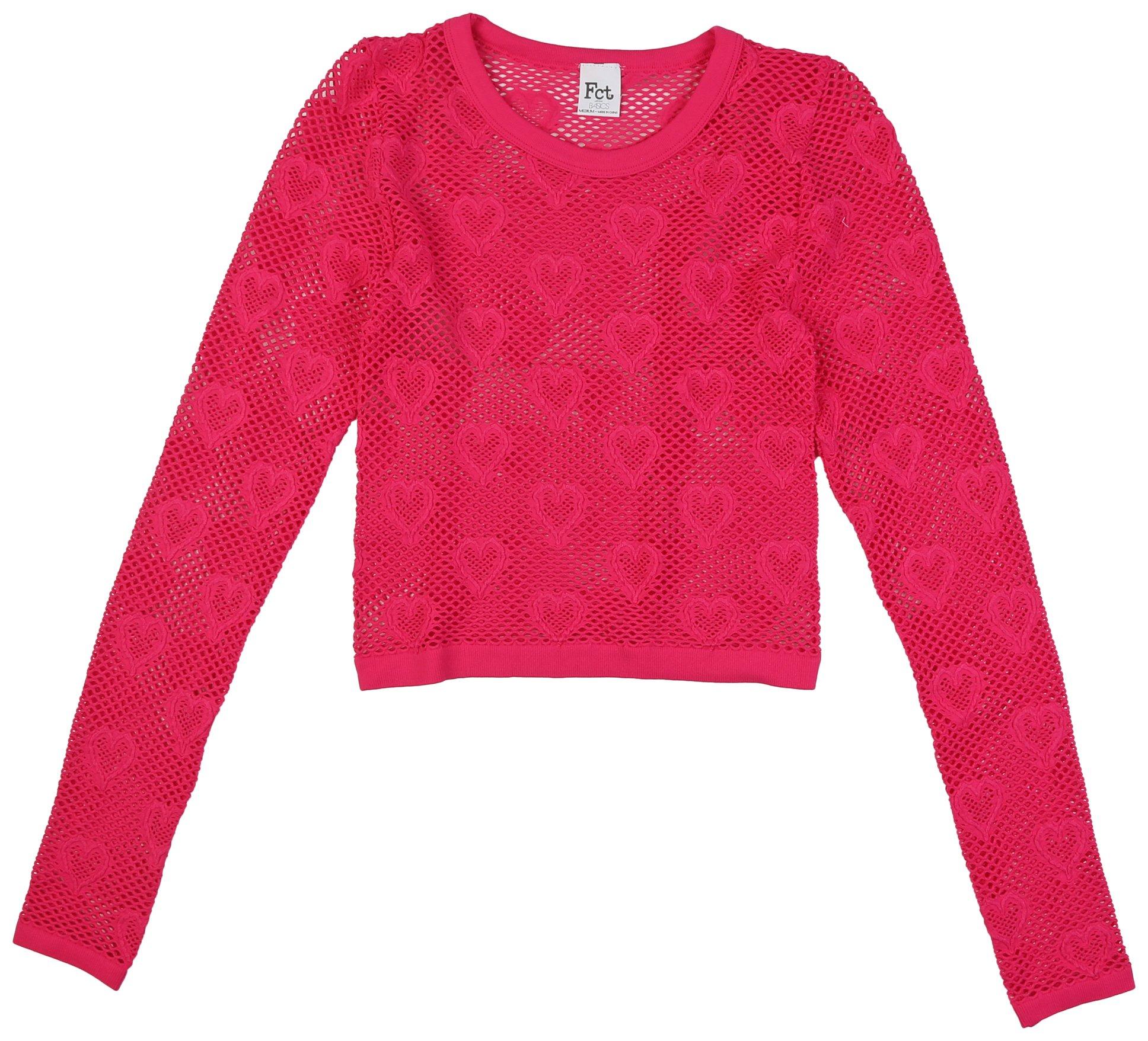 Full Circle Trends Juniors Hearts Open Weave Pullover