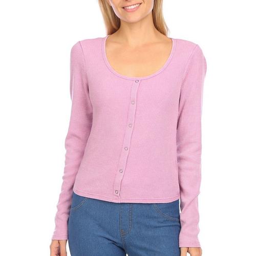 Pink Rose Juniors Best Friend Washed Thermal Long