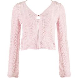 Pink Rose Juniors Solid O-Ring Pointelle Sweater