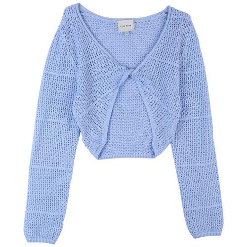 Pink Rose Juniors Knit Front Tie Crop Pull