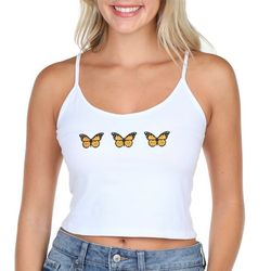 Freeze Juniors Solid Embroidered Butterfly Scoop Tank Top