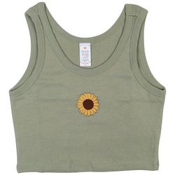 Juniors Sunflower Round Neck Cropped Tank