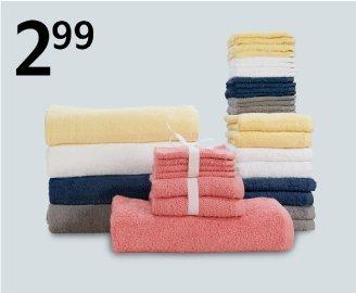 2.99 Day By Day®  bath towels, 2-pack hand towels or 4-pack wash cloths