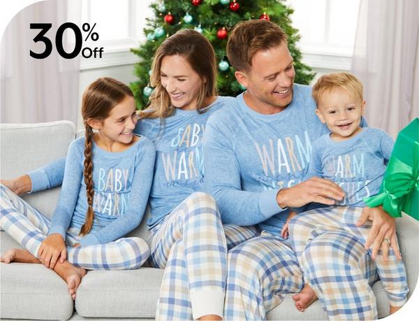 30% Off Holiday sleepwear for the family
