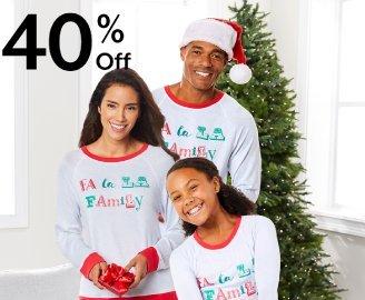 40% off Family holiday pajamas
