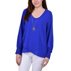 Womens Overlapping Hem Necklace Top