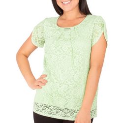 NY Collection Womens Lace Tulip Sleeve Tee