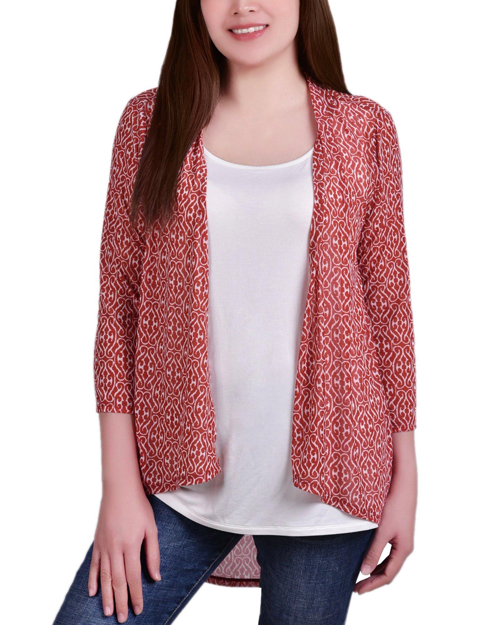 Womens Printed Mesh Cardigan & Tank Top Set