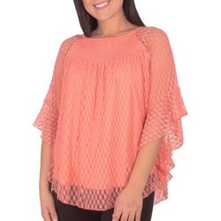 Womens Smocked Bell Sleeve Peasant T