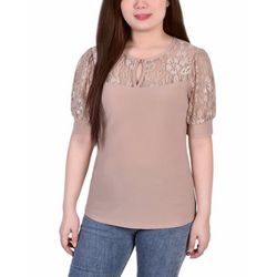 NY Collection Womens Short Puff sleeve Top