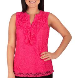 Womens Lace Ruffle Front Top