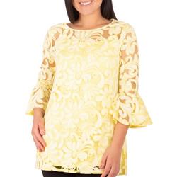 Womens Lace Bell Sleeve Tunic