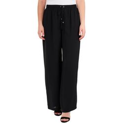 NY Collection Womens Solid Tassel Tie Palazzo Pant