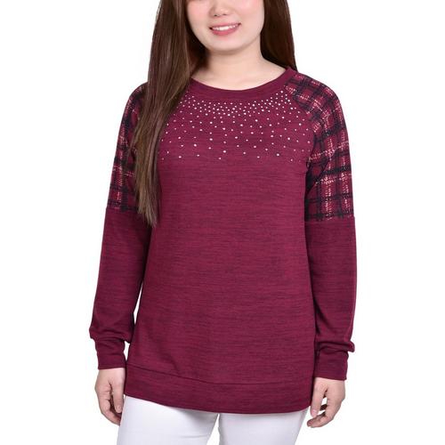 NY Collection Womens Long Sleeve Knit Top