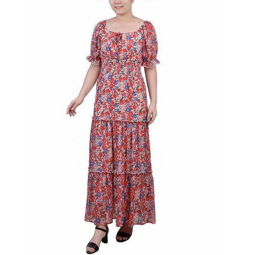 NY Collection Womens Maxi Short Sleeve Dress