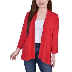 NY Collection Womens Solid 3/4 Sleeve Cardigan