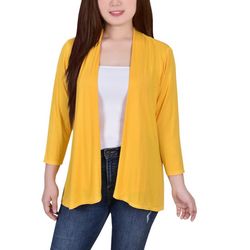 NY Collection Womens 3/4 Sleeve Solid Cardigan