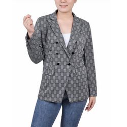 NY Collection Womens Long Sleeve Double Breasted Blazer