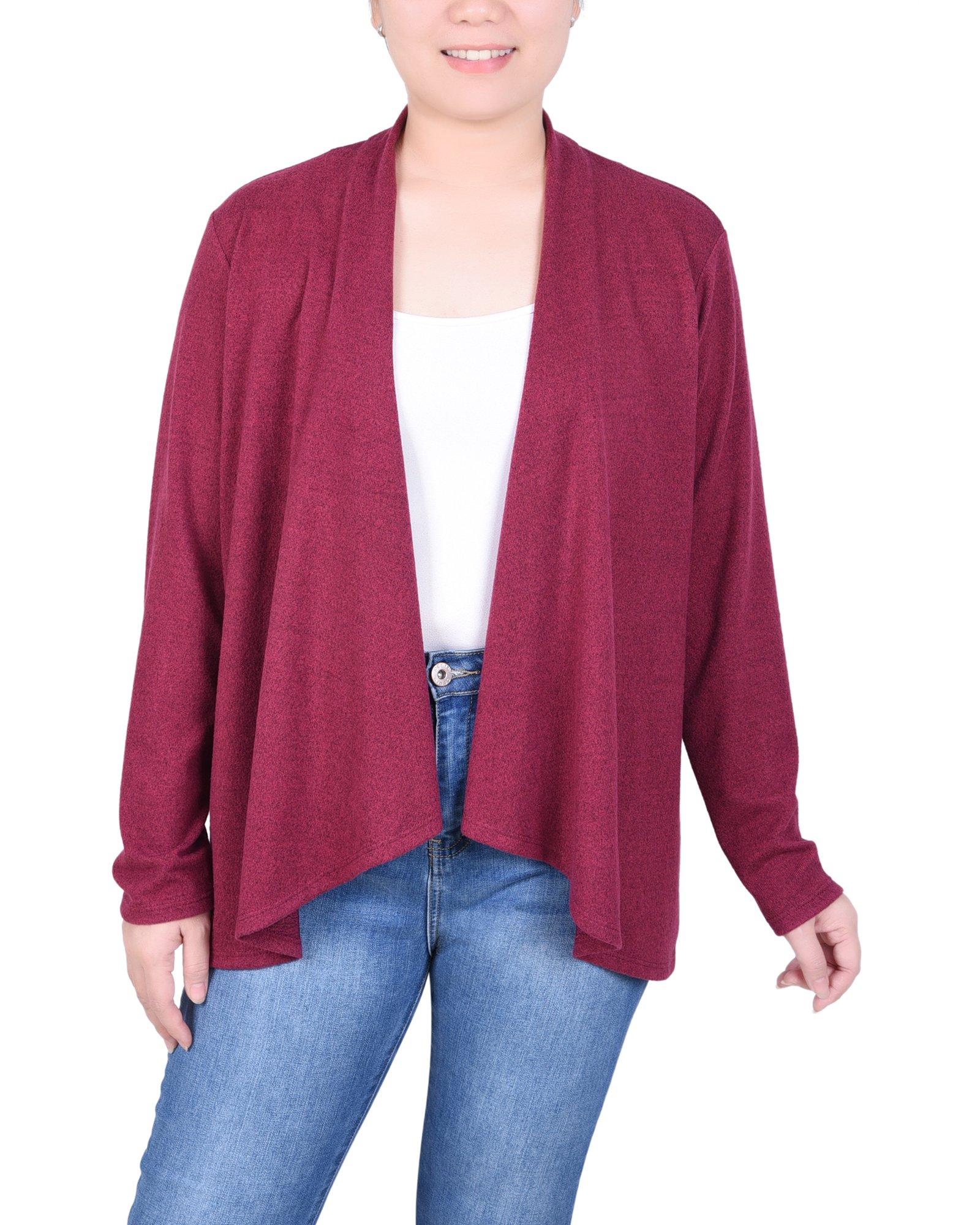 NY Collection Womens Long Sleeve Swing Cardigan
